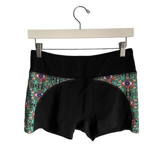 Mara Hoffman Black Spandex Athletic Shorts Boho Eyes Running Pilates sz Medium